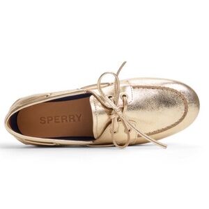 Sperry Gold Metallic Leather Boat Shoes